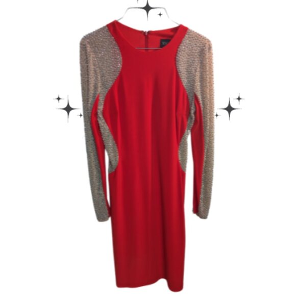 Beautiful Red beaded Cocktail Dress by Xscape - Picture 1 of 4